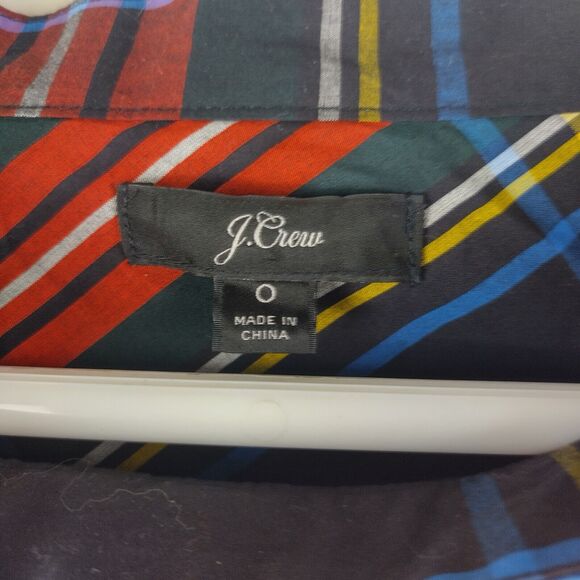 J Crew Funnelneck Shirt in Stewart Tartan Plaid Jeweled Rhinestone Button - Picture 4 of 9